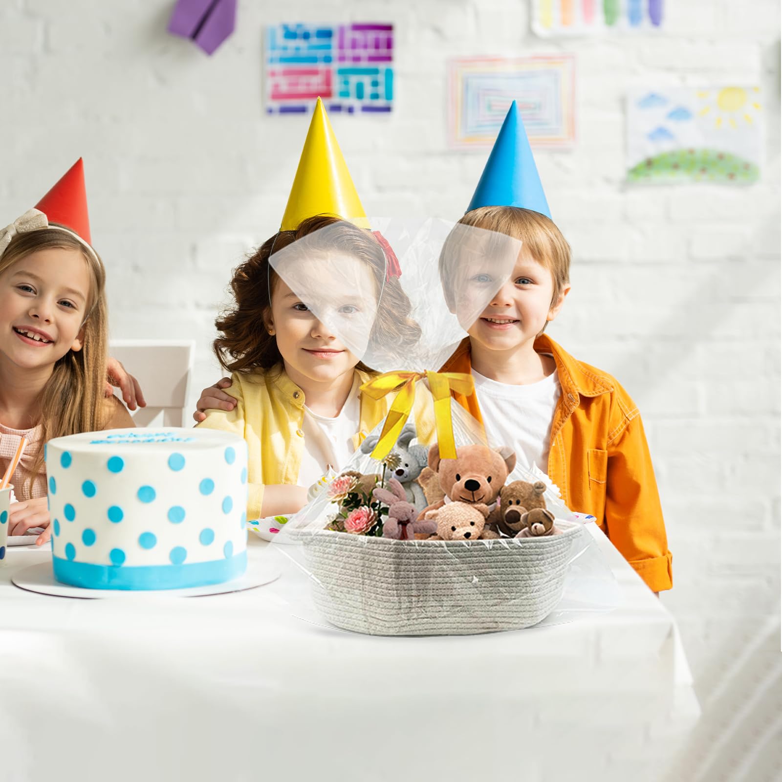 Panier Cadeau Vide À Garnir, Boite Cadeau Vide Avec Sacs Cadeaux Et Rubans, Panier Rangement Bébé Pliable Avec Poignées, Panier Garni À Offrir Pour Fête Prénatale, Anniversaire, Mariage, Pâques, Noël