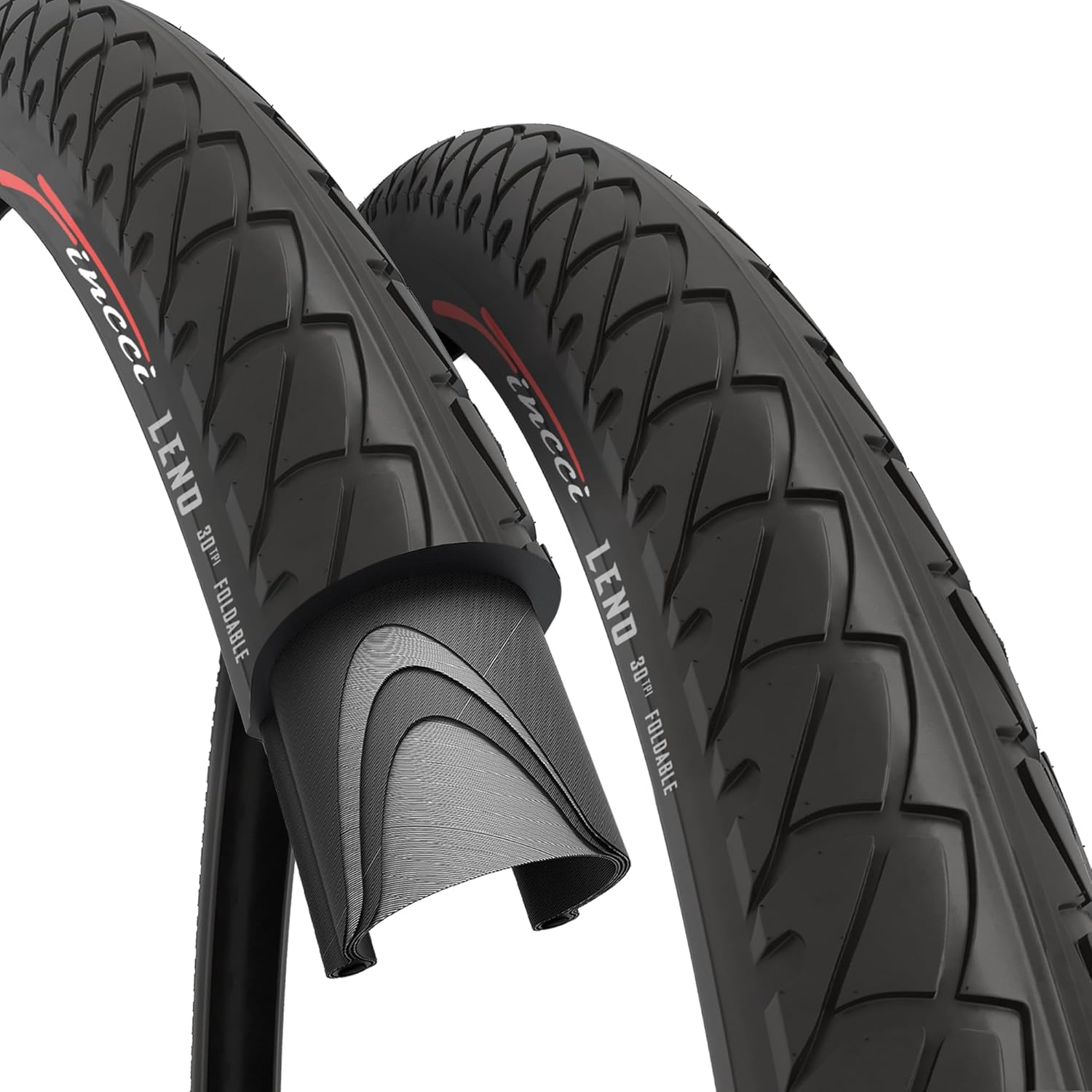 Fincci Pair 26x1.95 Bike Tire - Slick City 26 inch Bike Tires - 50-559 Black Foldable Mountain Bike Tires with Kevlar - 26" Wheelset for Electric, Folding Road bikes, Bike Trainer MTB Accessories Leno
