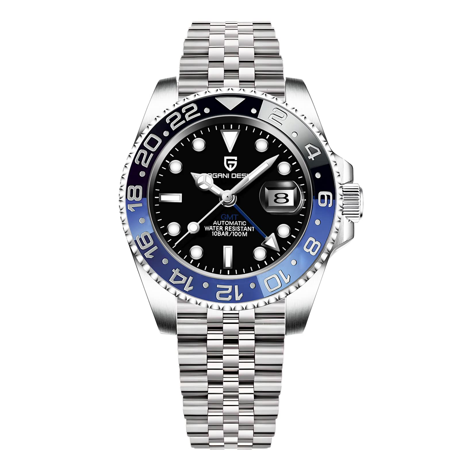 BY BENYAR Pagani Design Men GMT Automatic Watches-Fashion Stainless Steel Mechanical Watch-Sapphire Glass Lens Watch Men