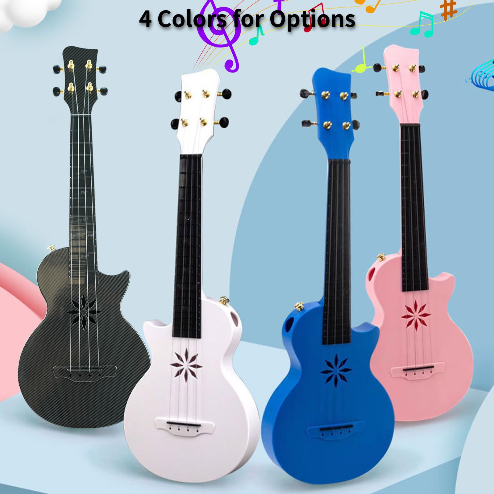 Ukulele da 25 Pollici 4 Corde Ukulele in Fibra di Carbonio Uke Portatile con Borsa per Il Trasporto per Principianti Adulti Adolescenti Strumento a Corde Professionale