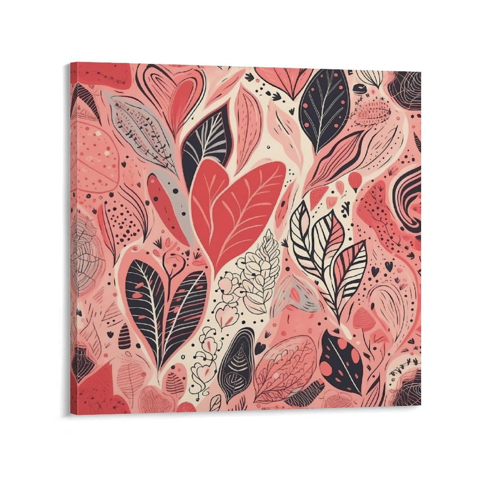 Leaves of Different Shapes Canvas Wall Art for Bedroom 20x20inch(50x50cm) Canvas Prints Artwork for Walls Modern Picture Artwork Painting for Living Room Aesthetic Wall Paintings for Bathroom Kitchen
