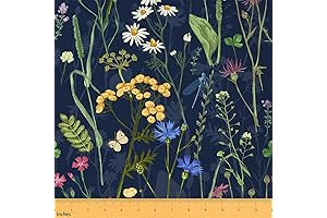 Floral Fabric by The Yard, Waterproof DIY Art Botanical Oil Painting Fabric