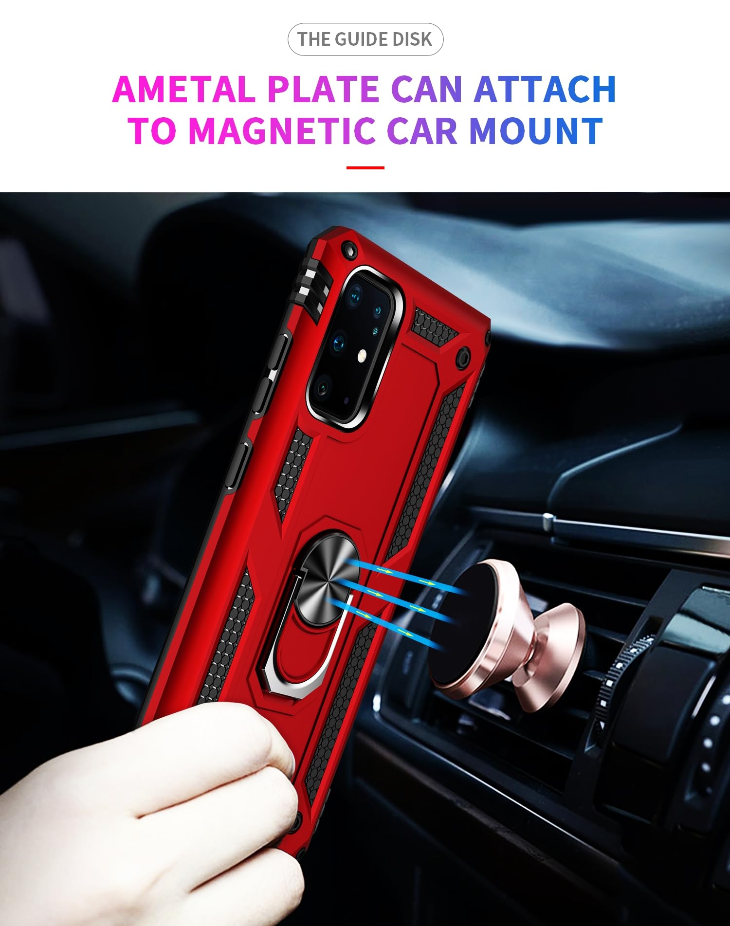 SORAKA Case for Samsung Galaxy S20 Plus with 360 Degree Rotation Ring Holder Soft TPU Slim Fit Case Samsung Galaxy S20 Plus 5G Case with Metal Plate for Magnetic Car Phone Holder Red