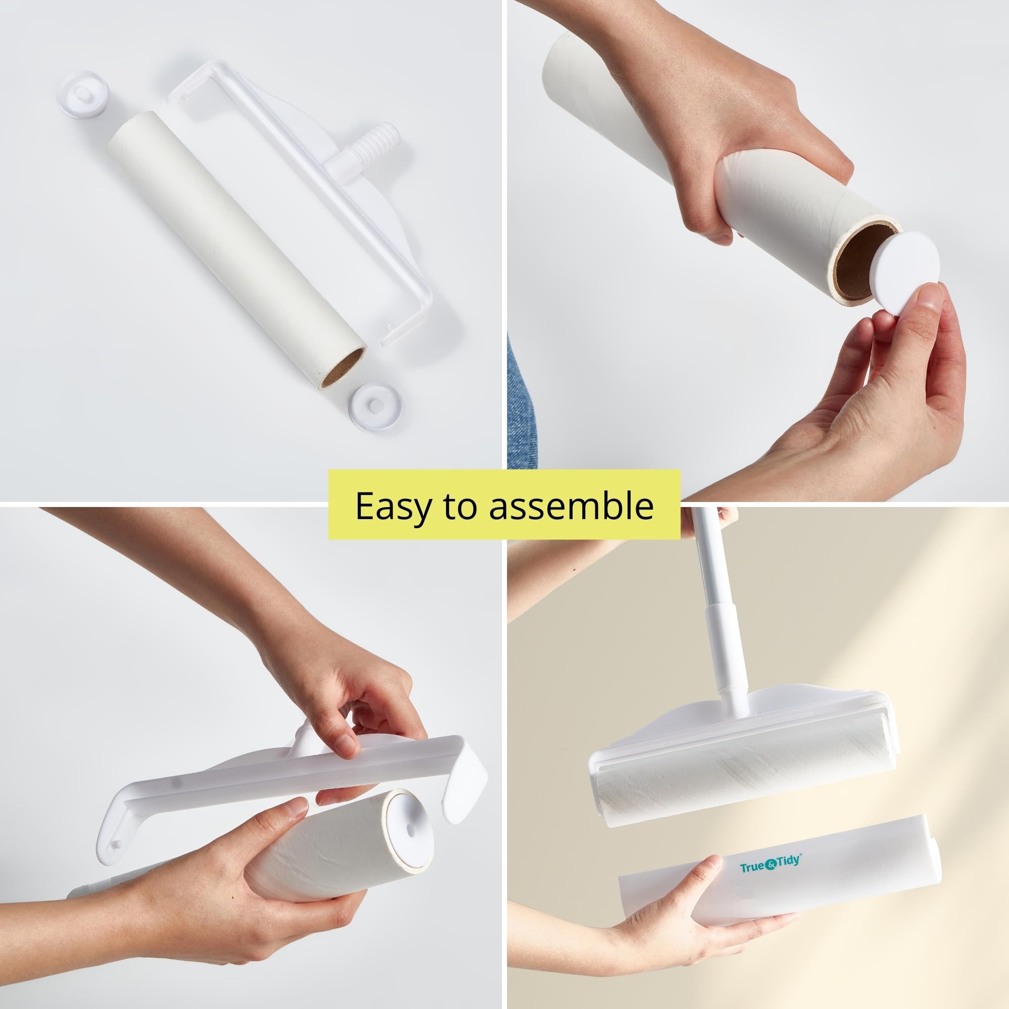 True & Tidy StickyPro XL zestaw 2 rolek zapobiegających tworzeniu się kłaczków, 90 sztuk na arkusz, łącznie 180 arkuszy, skutecznie usuwa sierść zwierząt domowych i inne zanieczyszczenia, konstrukcja