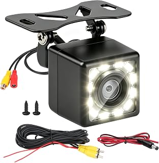 Rear Camera Car HD 1080P Super Night Vision, 170° Wide Angle Fish Eyes | Rear Camera Retromount with 12 LEDs, IP68 Waterproof, Universal Parking Aid for 12V-24V Cars SUV Trucks