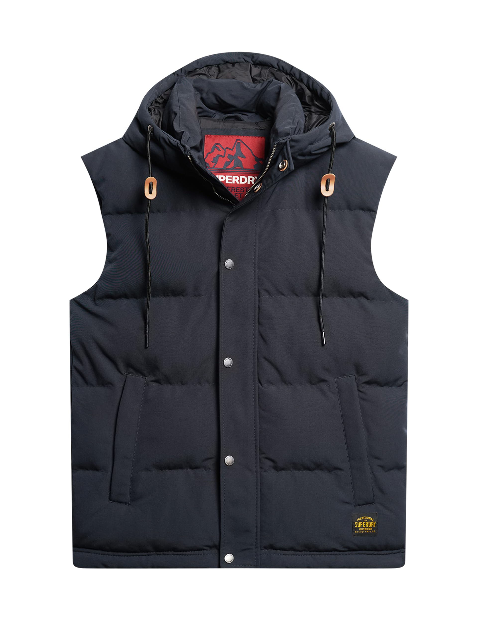 Superdry COAT EVEREST HOODED PUFFER GILET NORDIC CHROME NAVY S MEN'S, Nordic Chrome Navy, S