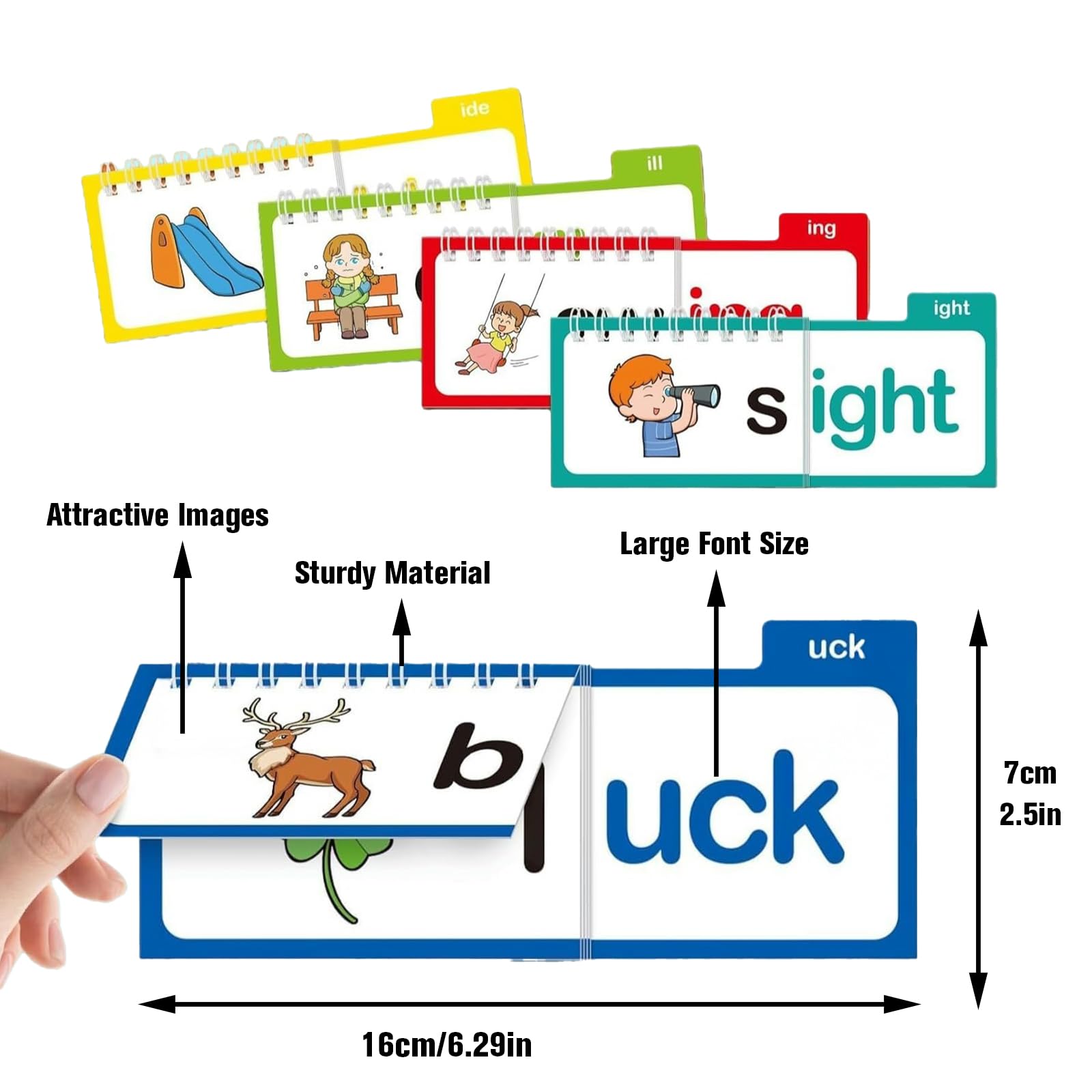 30 Read and Rhyme Flip Books, Update Word Families Flash Cards, Learn to Read Phonics Flash Card ABC Vocabulary Flash Card, Educational Reading Games - Image 3