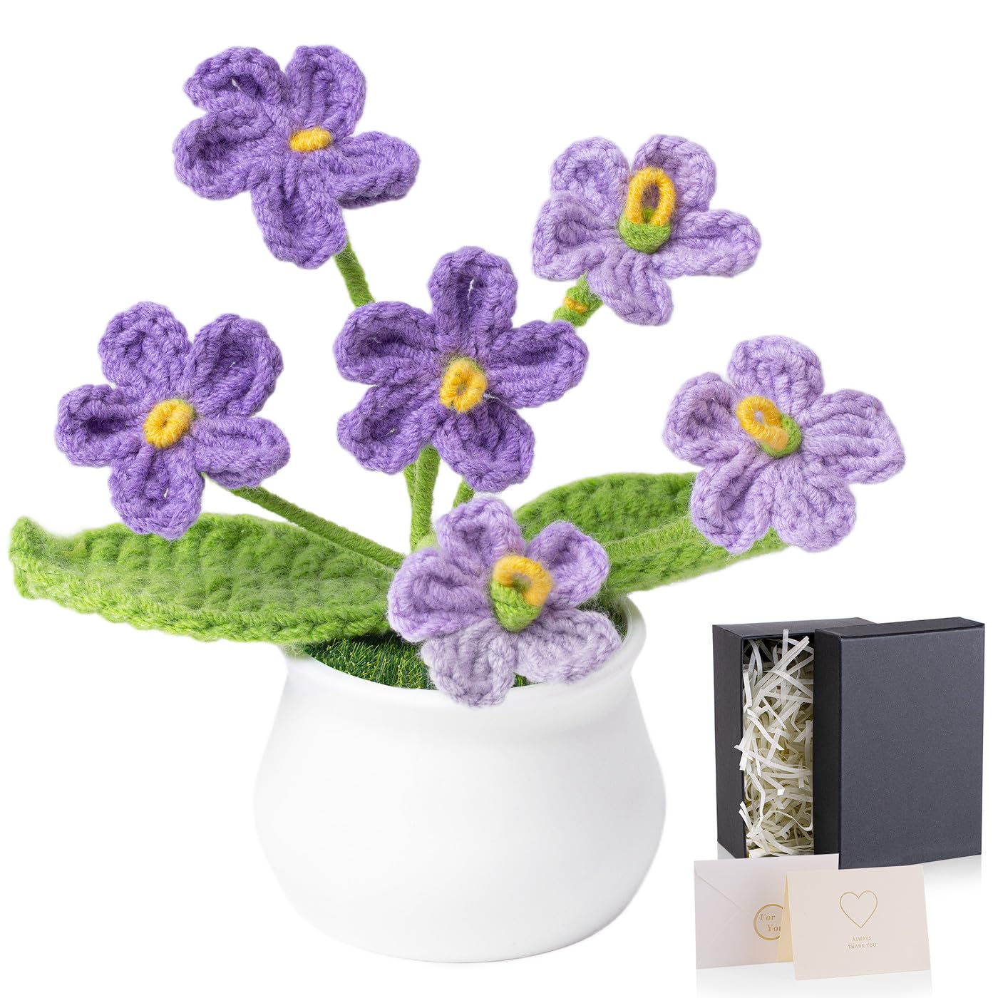 LAIDANLA Gradient Purple Forget Me Not Crochet Flowers Friendship Gifts