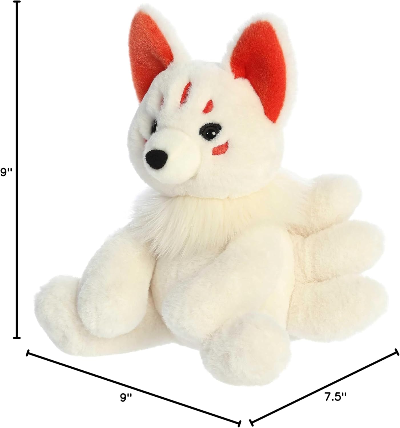 Aurora® Mysterious Fantasy Kitsune Stuffed Animal - Mythical Companion - Imaginative Adventures - White 10 Inches