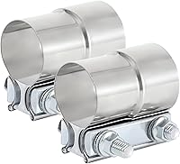 Vista 8 de Abrazadera de escape de 2.0 pulgadas, manga de abrazadera de banda de junta de 2 pulgadas, abrazadera de acoplamiento de acero inoxidable (2 piezas)