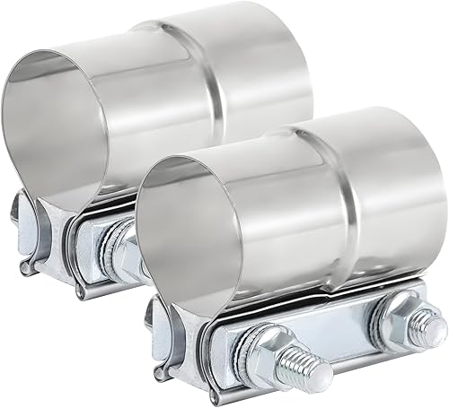 Abrazadera de Escape de 2.25 Pulgadas, Abrazadera de Banda de Escape de Junta Solapada de 2 14 Pulgadas, Acoplador de Manguito, Acero Inoxidable (2