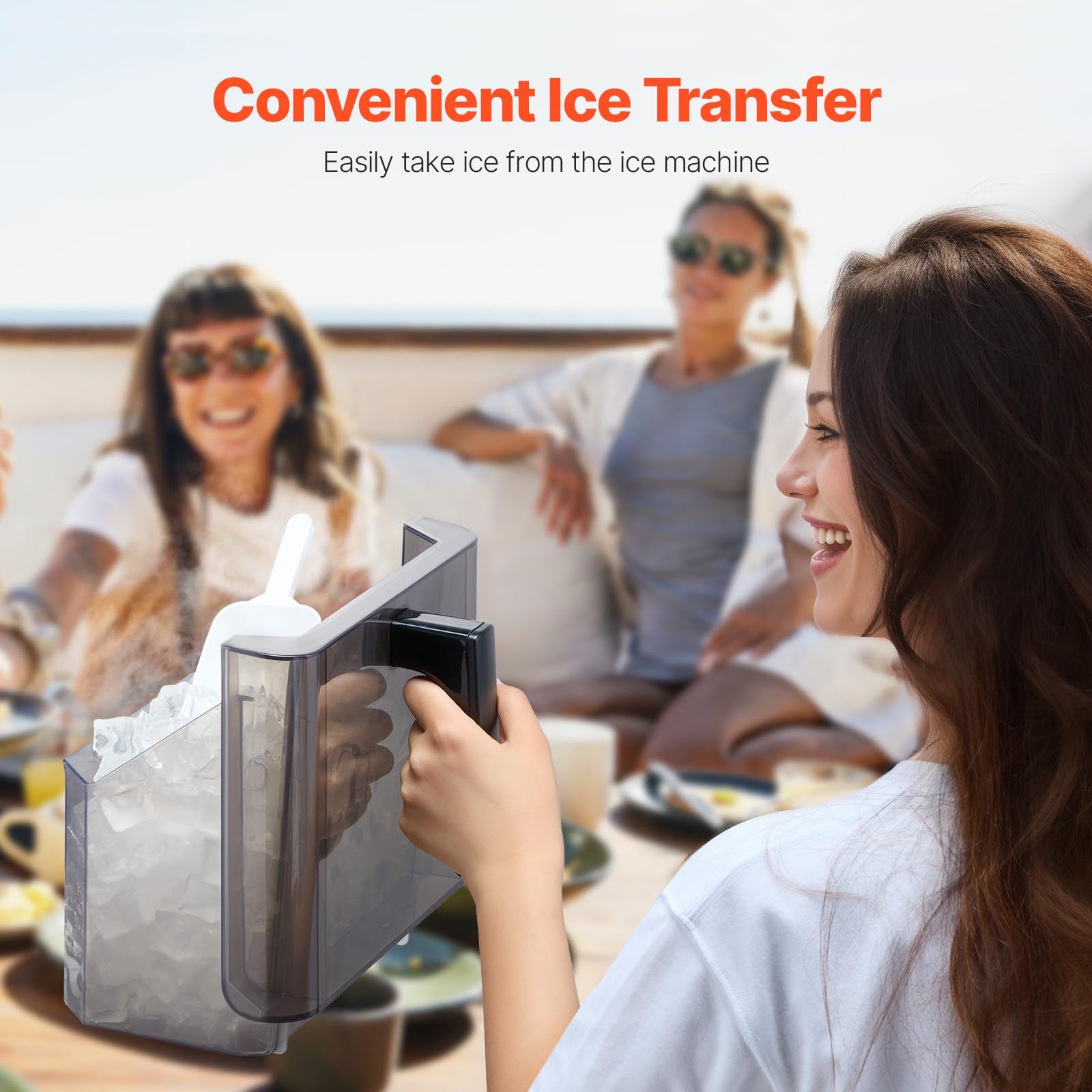 Happybuy Countertop Ice Maker, Produces 32 Cubes In 15 Minutes, Yields 46lbs In 24 Hours, Self - Cleaning And Portable, Features Convenient Ice Transfer, Offers 3 Ice Cube Sizes For Home, Kitchen on Fridge.com - View 2