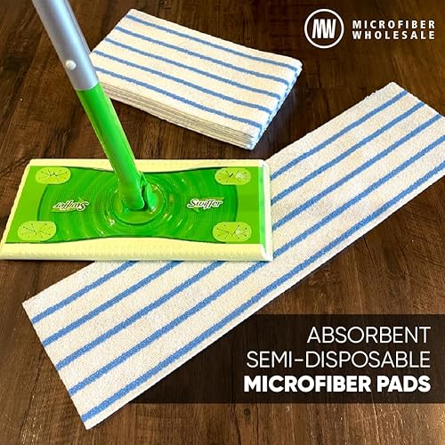 Miniatura 6 de MWipes - Almohadillas de microfibra semi-desechables de 10 pulgadas, compatibles con Swiffer Wet Jet, cabezales planos de repuesto compatibles con