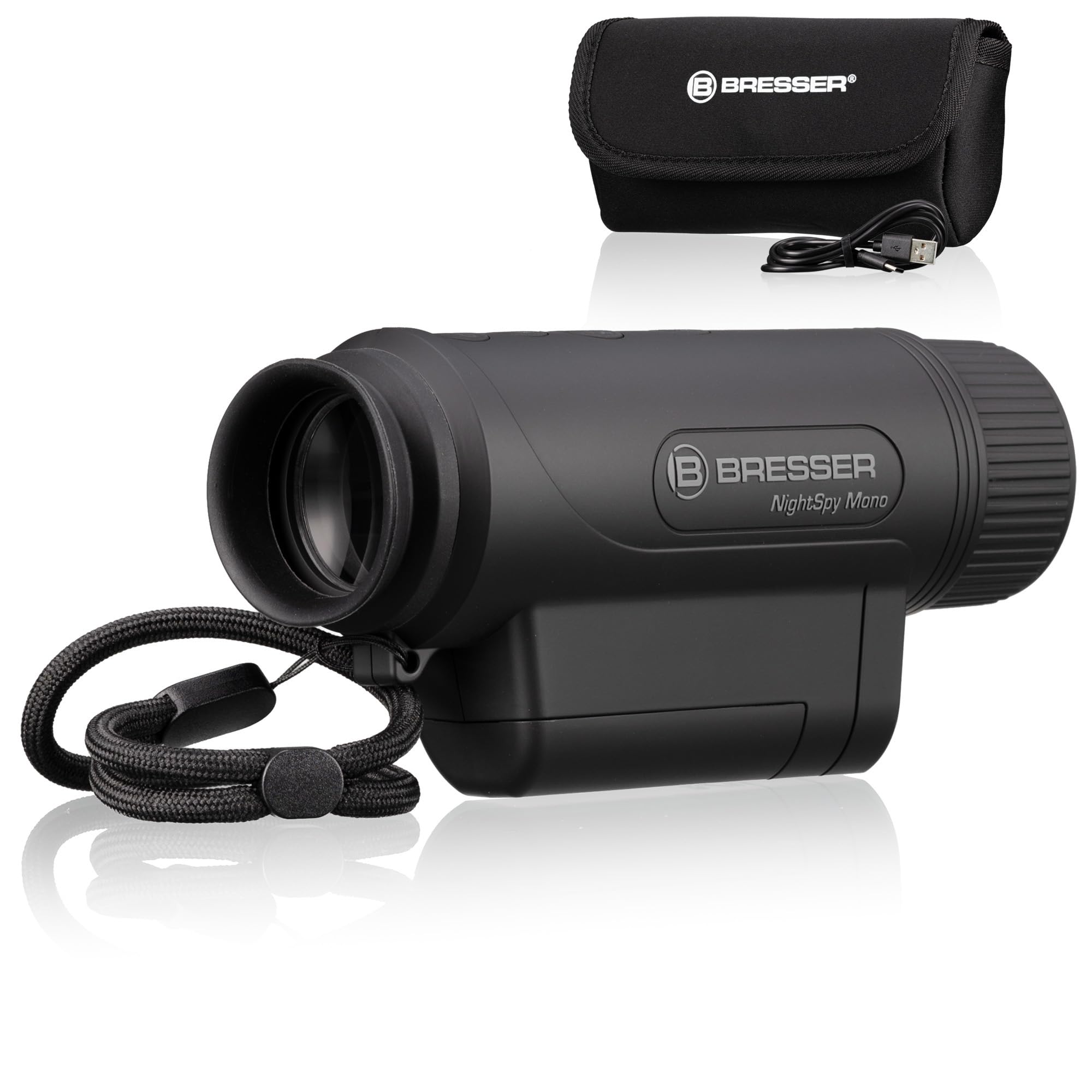 Bresser NightSpy Mono - Dispositivo di visione notturna digitale con illuminazione a infrarossi e fotocamera | ingrandimento ottico 2x, portata di visione notturna 100 m, batteria e custodia inclusa