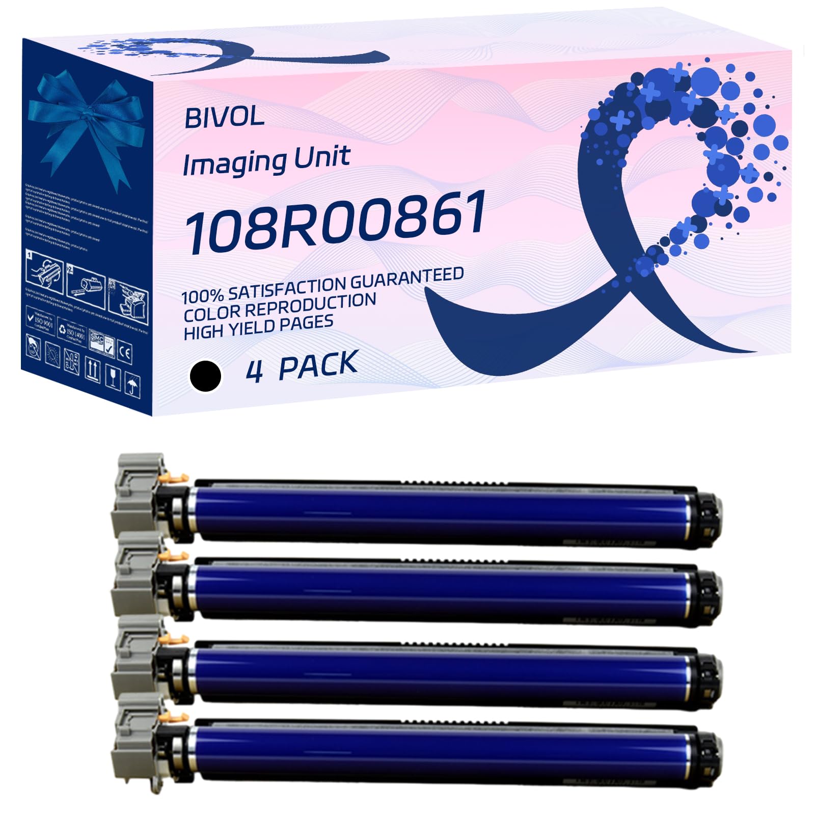 108R00861 Imaging Unit Compatible for Xerox Phaser 7500 7500DN Printers, with Chip, High Yield 80000 Pages (4 Pack Black)