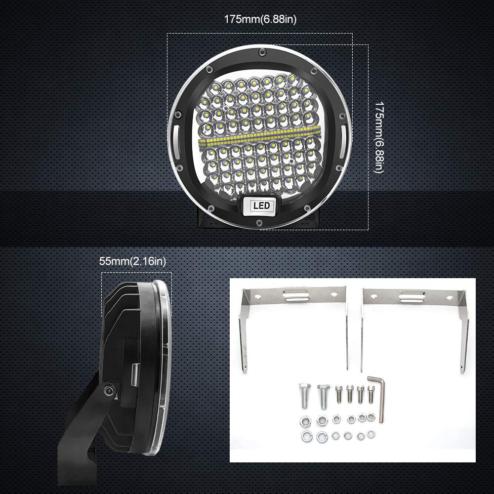 Safego 2pcs Focos LED, 7" 300W 30000LM Faros Trabajo Spot 12V-24V Barra LED IP67 Impermeable Luz de Niebla para Coche,SUV, UTV, ATV,Off-road,Camión,Moto,Barco - Garantía de 1 años(caparazón negro)