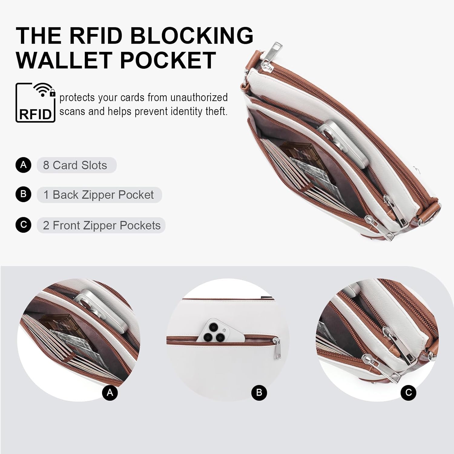 Crossbody Bags for Women Rfid Travel Crossbody Purses Leather Handbags Medium Shoulder bag with Adjustable Strap - Image 4