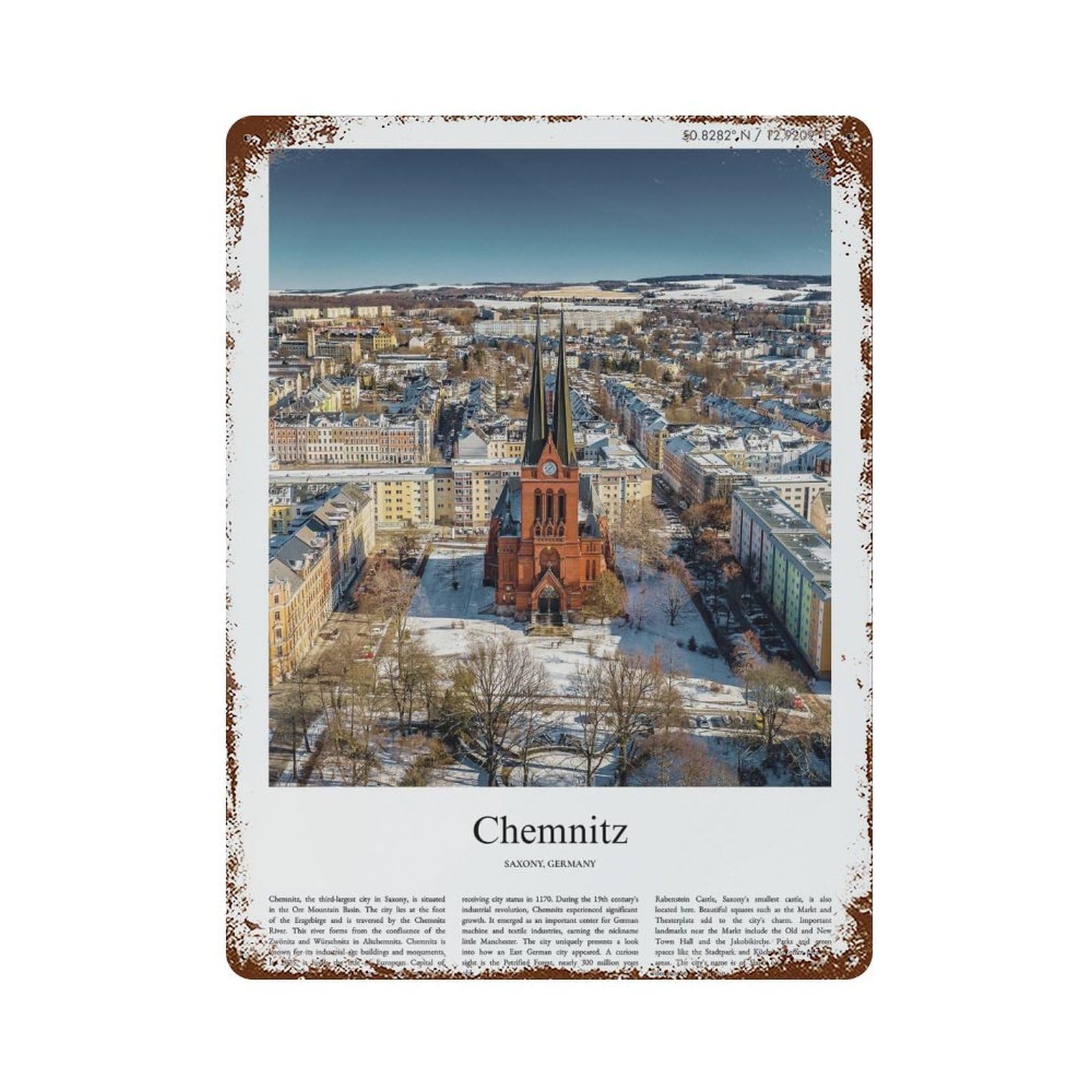 xiaoxiaoshen Chemnitz Saxony, Germany City Scenery Wall Decor Art Metal Tin Poster Modern Home Decor Art Home Bar Shop Decorations Vintage Sign 40x30cm