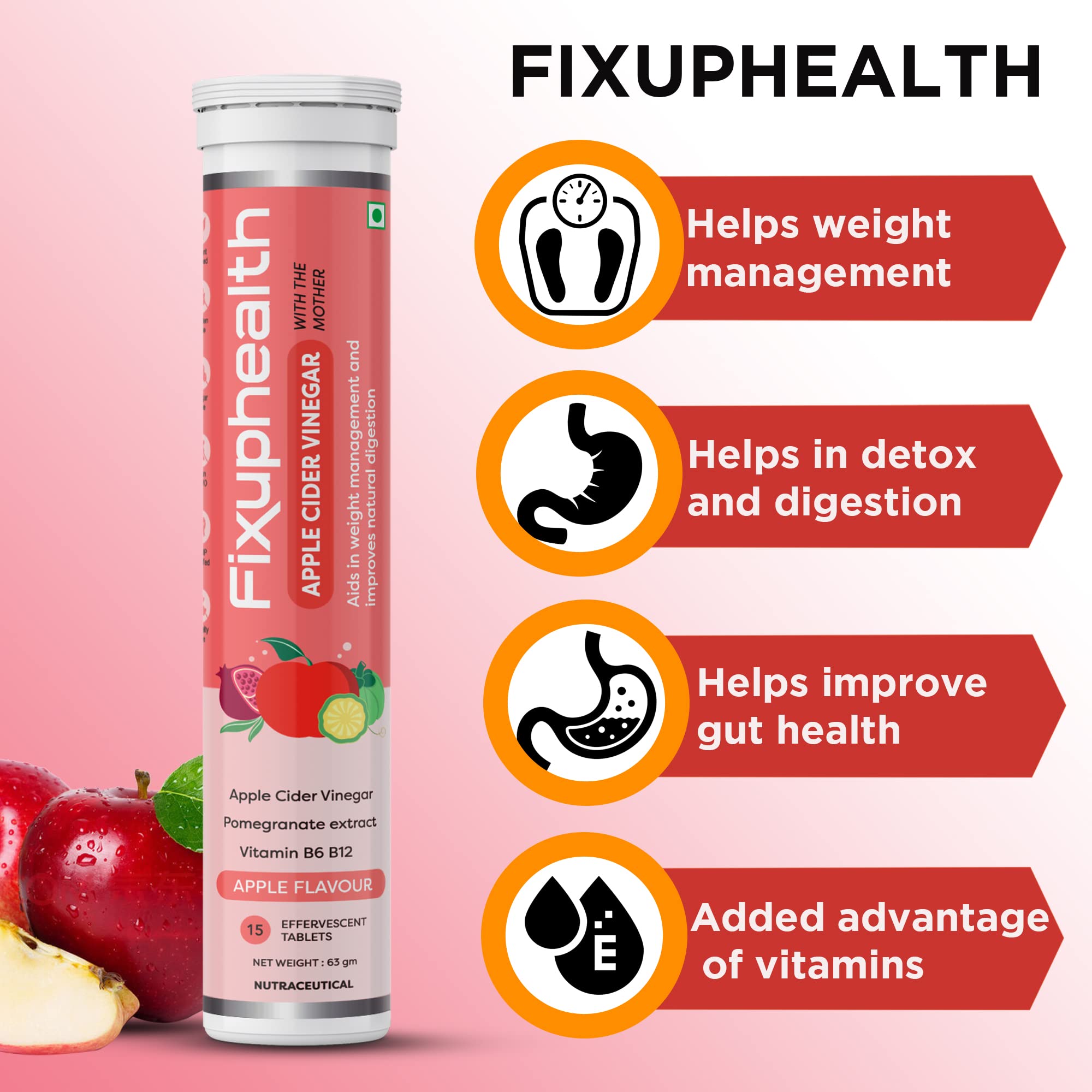 apple cider gummies and glutathione together Fixuphealth Apple cider vinegar with the mother Vitamin B6 B12 weight loss boost metabolism 15 Tablets & Glutathione Vit C Aloe Vera skin glow