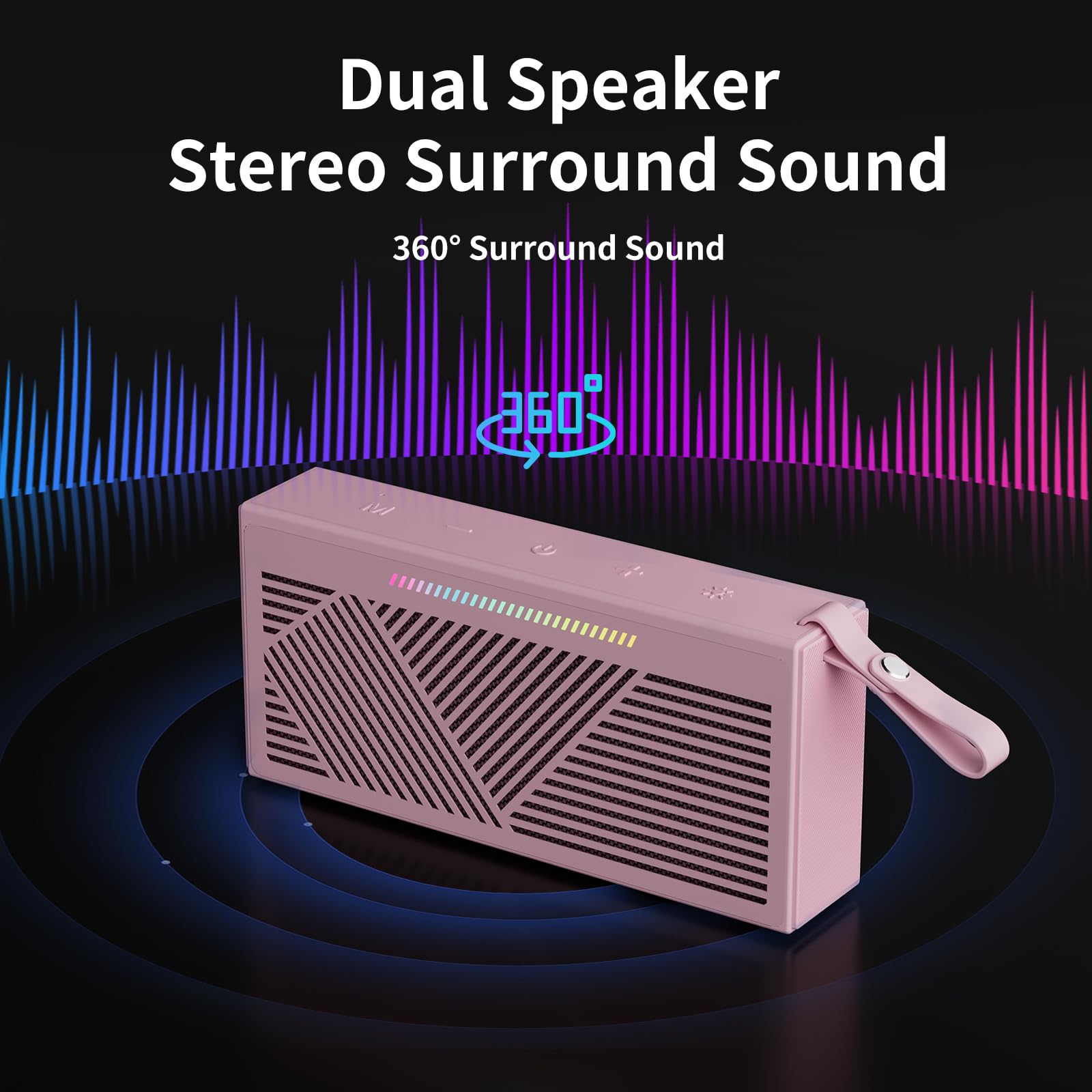 Altoparlante Bluetooth, altoparlante portatile wireless Bluetooth con suono HD, altoparlante impermeabile IPX5 con luci LED RGB, Bluetooth5.3, accoppiamento TWS, lunga durata, per casa/festa/esterni