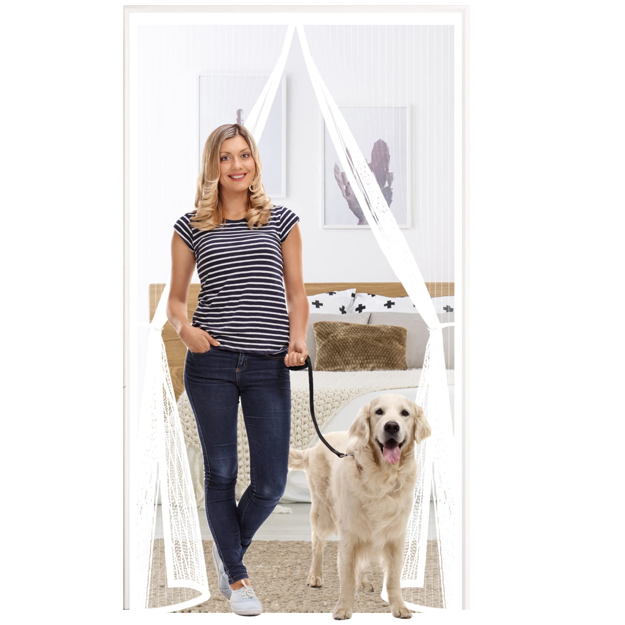 Magnétique Moustiquaire Mouche Aimant 125 X 160 Cm Moustiquaire Enroulable Fermeture Automatique Auto-Adhésif Rideau Pour Fenetre Coulissante, Blanc