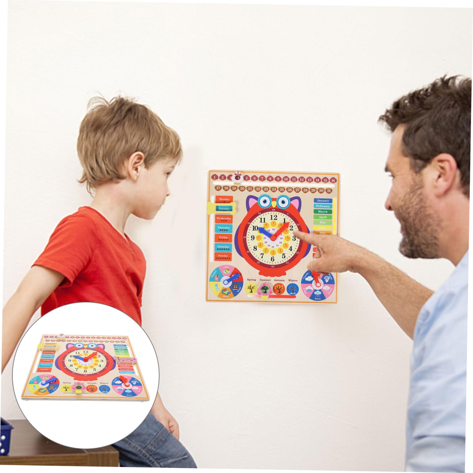 Reloj Educativo de Madera para Juguete Multifunción de Aprendizaje Estaciones Tablero de Reconocimiento de Colores y Números para Desarrollo Cognitivo Infantil