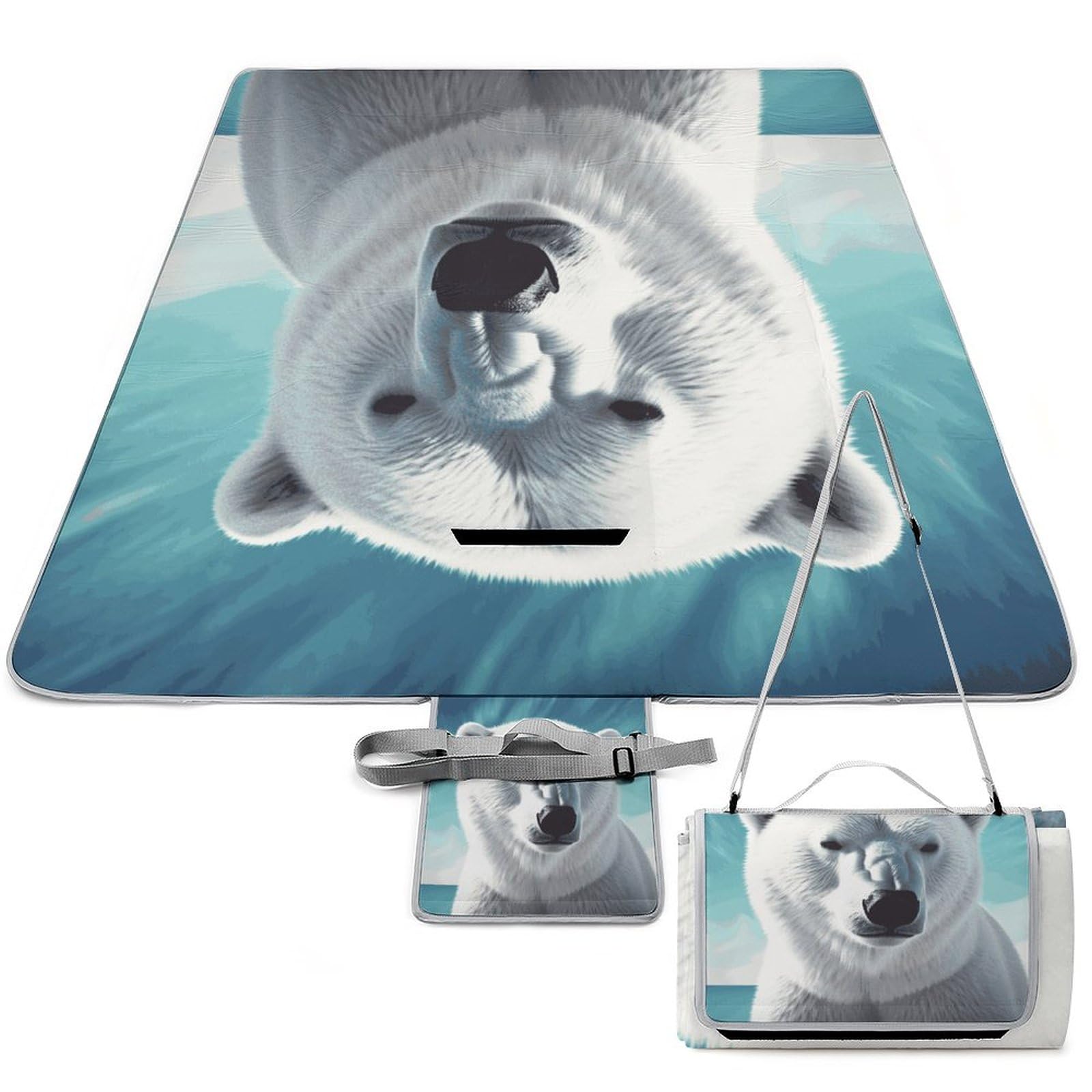 Tapis de pique-nique pliable grand format avec motif ours polaire