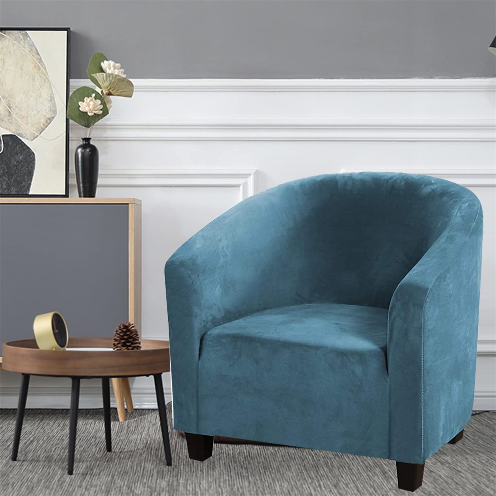 Housse de fauteuil tonneau en velours doux – Très extensibles