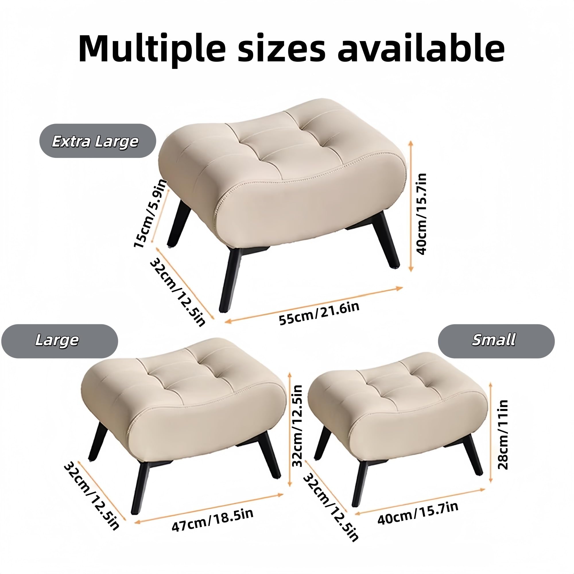 Kleiner Hocker, Sofa-Fußhocker Aus Verstärktem Öko-Leder, Hochelastischem Schaumstoff, In Mehreren Farben Erhältlich, for Den Heimgebrauch Geeignet(Earl Grey Black,L)