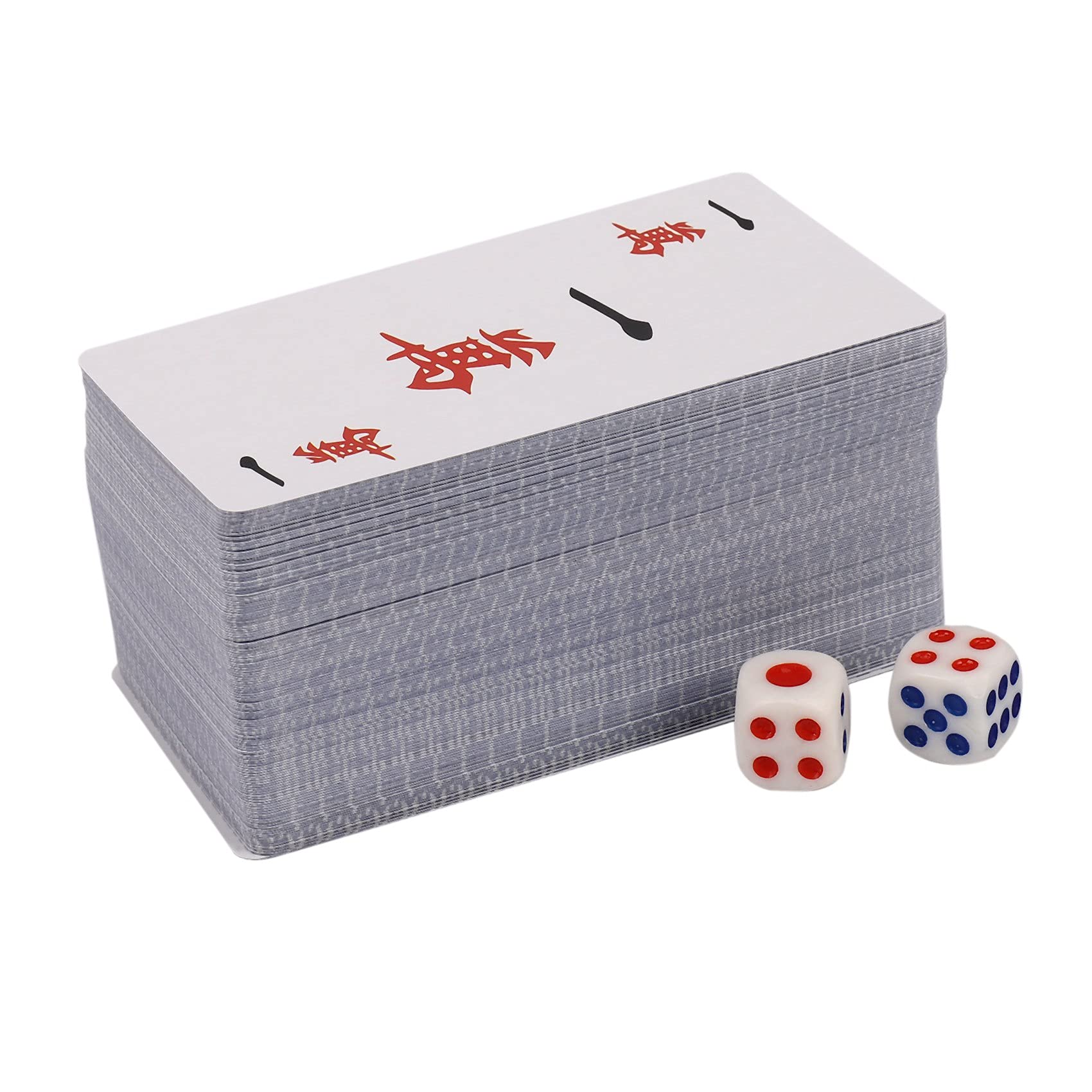 Jeu De 144 Cartes De Mahjong Imperméables - Avec 2 Dés - Format 5,7x8,7 Cm - Voyage, Camping, Maison - Cadeau Jeux