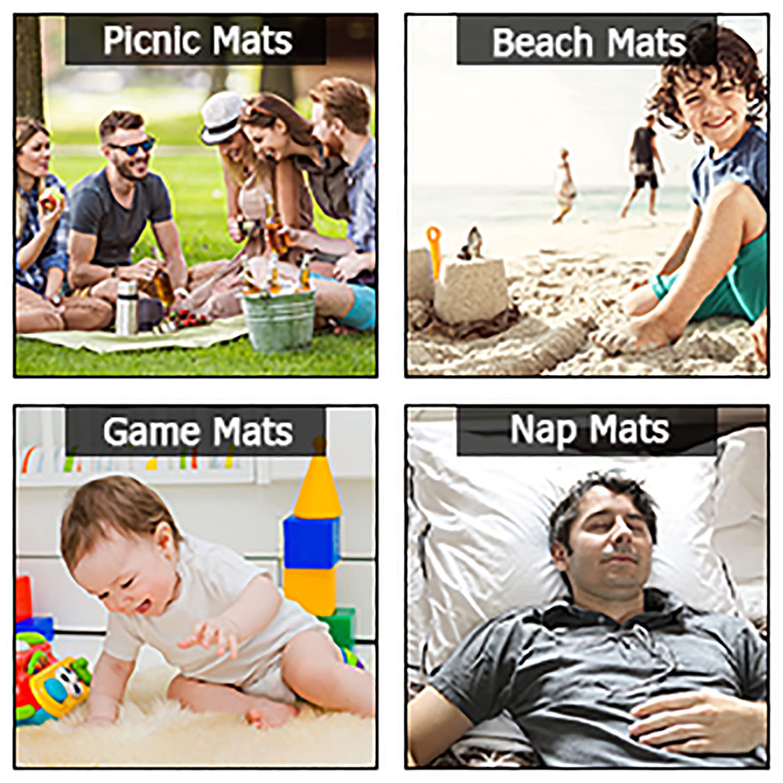 Manta De Picnic, 300 Cm X 300 Cm, 3 Capas, Gran Colchoneta De Picnic Impermeable Al Aire Libre, Manta De Playa Plegable A Prueba De Arena para Senderismo, Camping, Picnic De Hierba En La Playa (Verde
