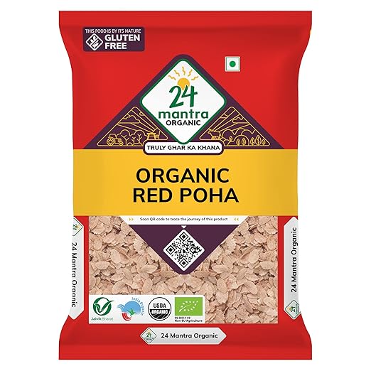 Red Poha/Flattened Red Rice/Erra Atukula - 500gms | Organic | Chemical Free & | Pesticides Free | Easily Digestible