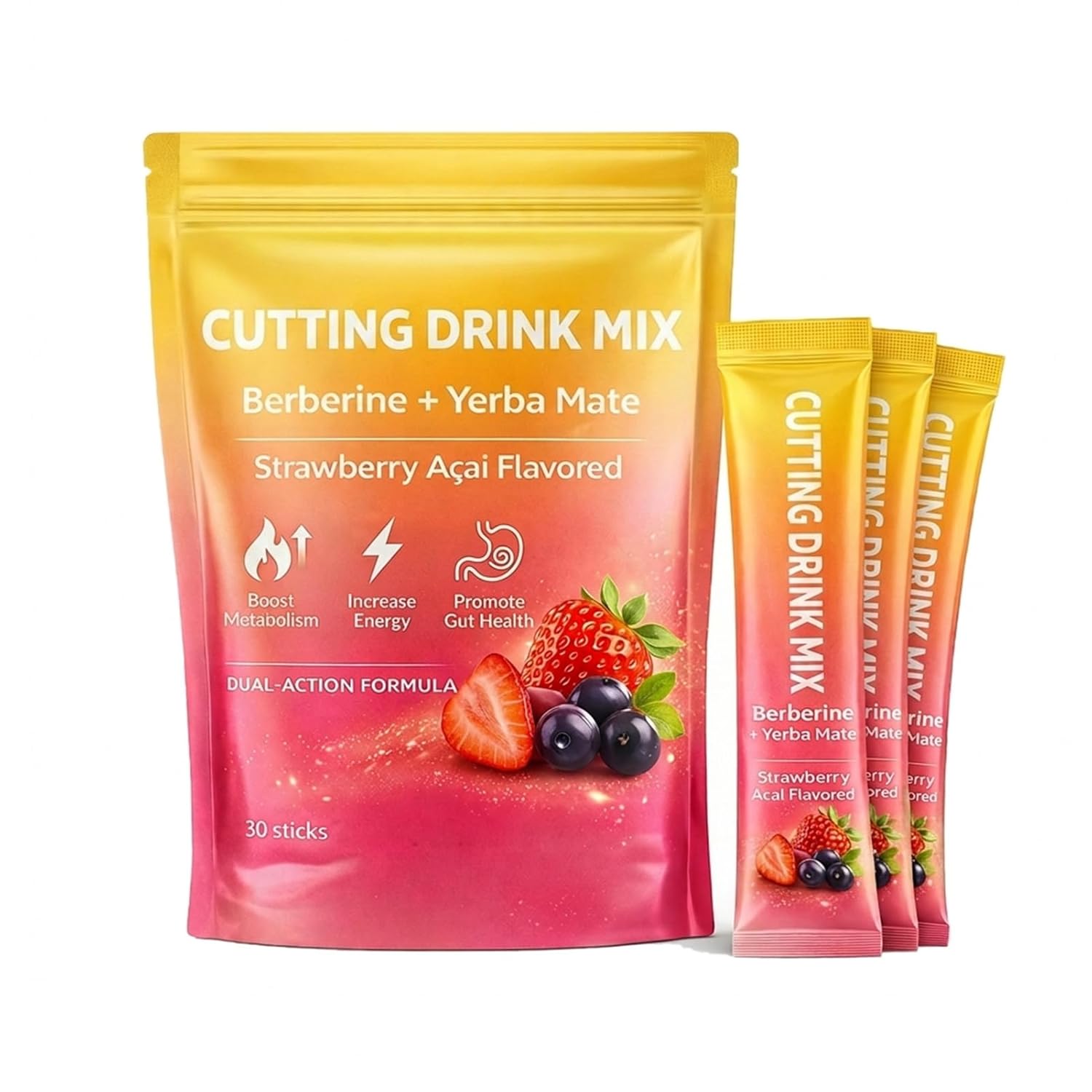 Cutting Drink Mix Berberine Yerba Mate, 𝟓-𝐇𝐓𝐏, Daily Metabolic & Gut Balance Drink, Vegan – 30 Servings (1, Count, 30)