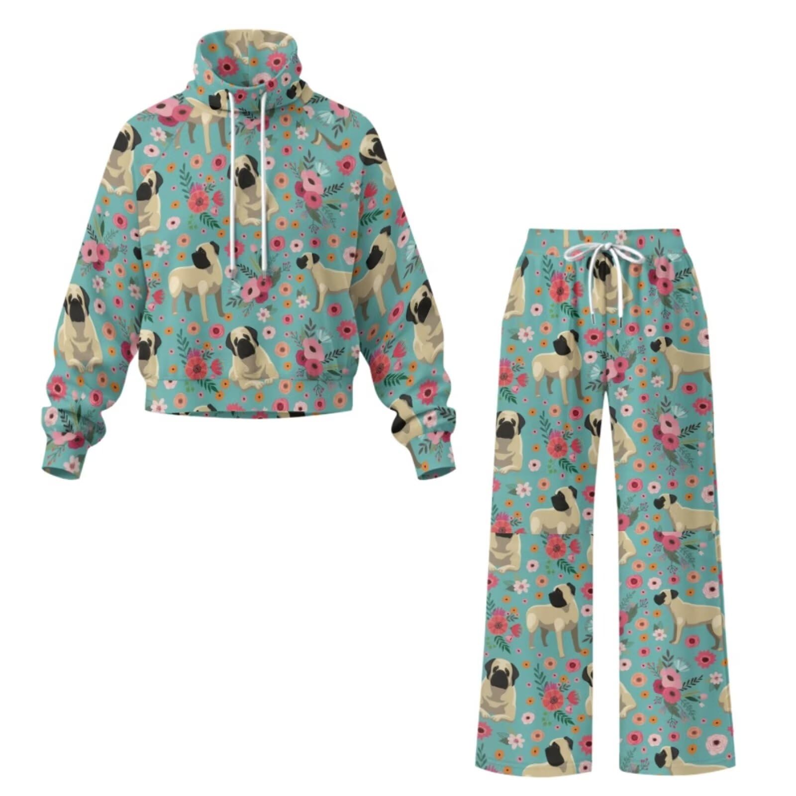 chaqlin Dres damski odzież wypoczynkowa dwuczęściowy zestaw damskich dresów z długim rękawem pulower topy spodnie z szerokimi nogawkami dla XS-XL