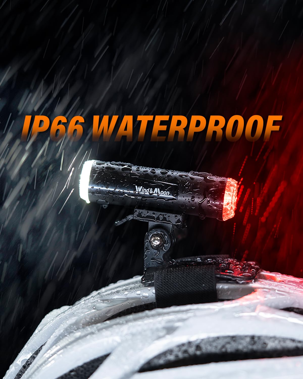 Wind&Moon 2 in 1 Bici Luce Ricaricabile per Casco da, 5 modalità di Illuminazione Luce di Avvertimento di Sicurezza Impermeabile IP66, Luce per Guida Notturna Anteriore e Posteriore.