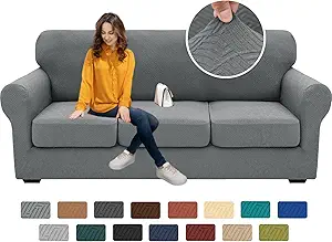 XINEAGE 2025 New 4 Pieces Couch Covers for 3 Cushion Couch Super Stretch Thick Soft Sofa Cover Anti Slip Sofa Slipcover Dogs Cats Furniture Protector (Light Gray, 71"-91")
