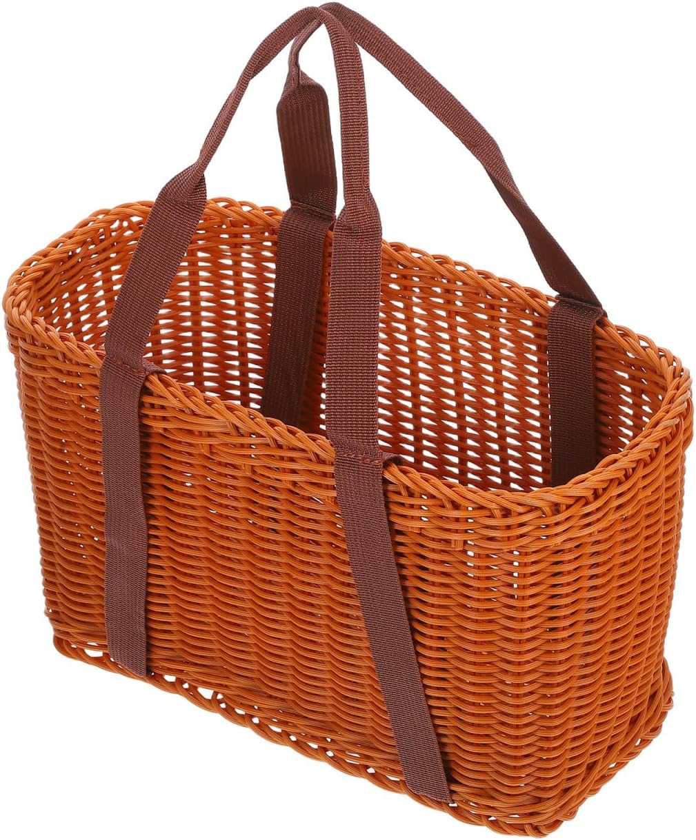 Wicker Baskets, Woven Straw Picnic Basket with Handle Lid, Baskets for Gfits Empty, Picnic Baskets for Home Outdoor Storage Baskets (33cm)