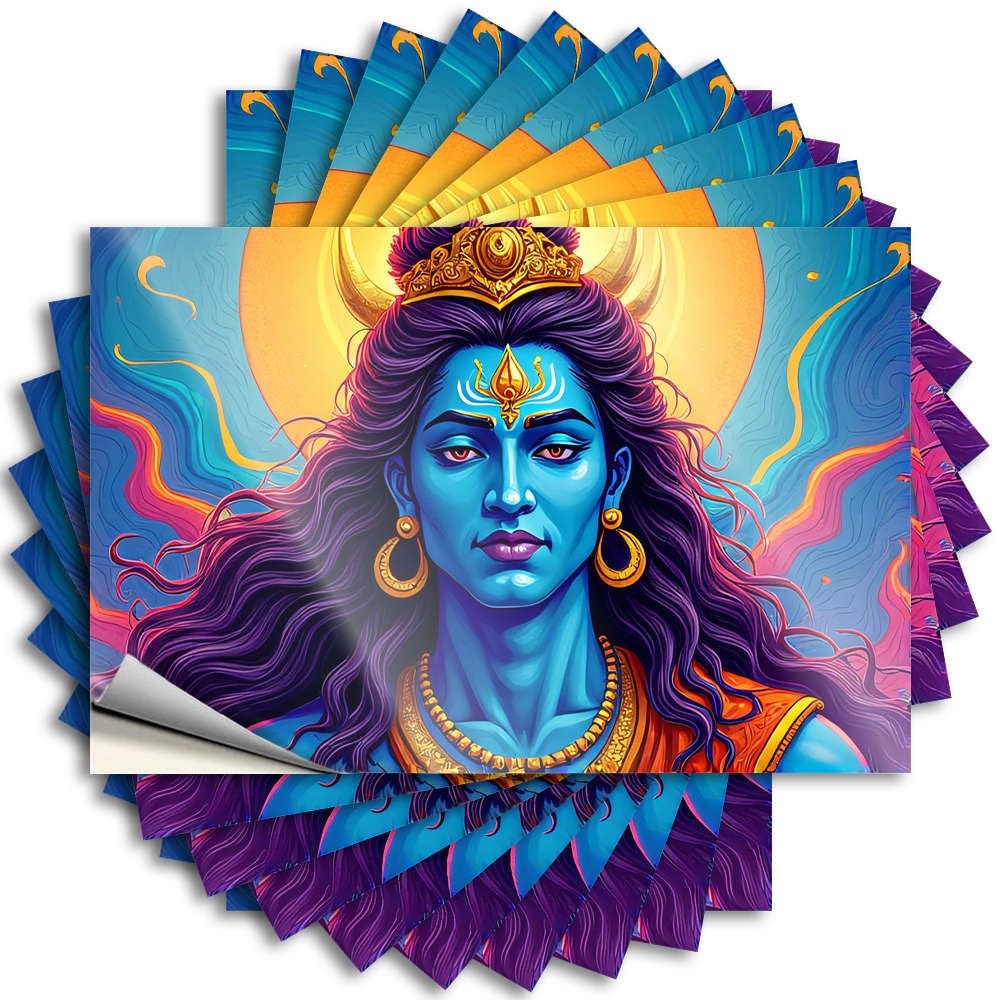 Quote Waterproof Narrow Tall Hat A Vibrant Colorful Depiction of A Deity with Long Hair Adorned - Scratch Resistant Stickers(12X18CM)