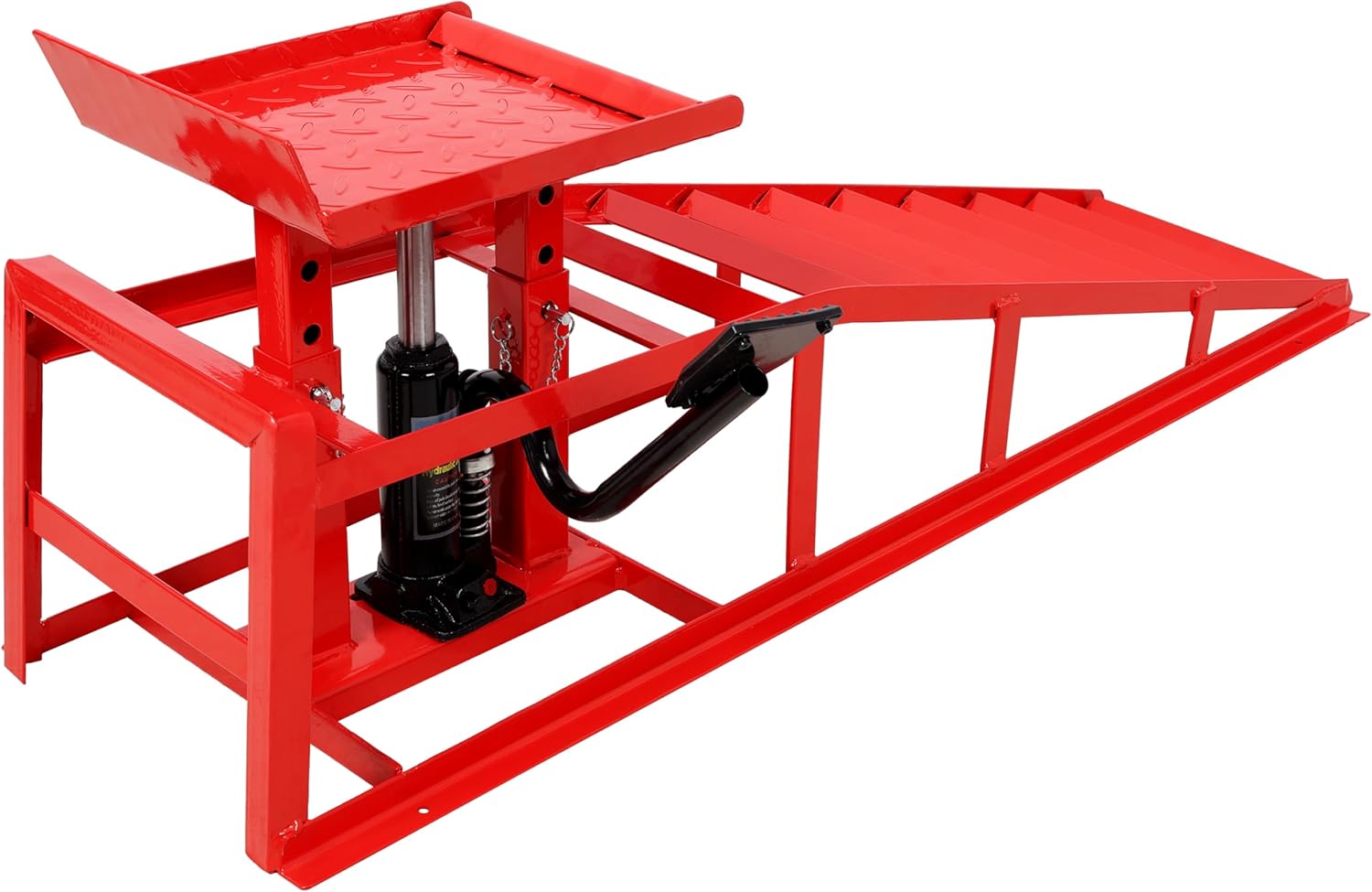 5 Ton Professional Garage Hydraulic Lift Ramps (2-Pack) - Heavy-Duty Automotive Service Lift with Foot Pedal & Safety Lock, Truck & Car Lift for Repair and Maintenance (Red, 5 Ton)