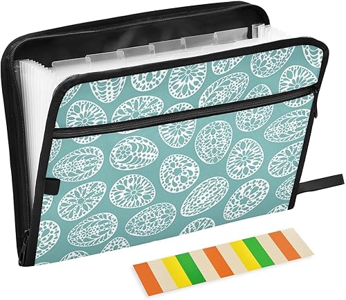 Easter Eggs Color Painted Egg File Folder Organizer 13 Pockets A4 Letter Size Expanding File Organizer with Zipper Closure Organizer Expanding
