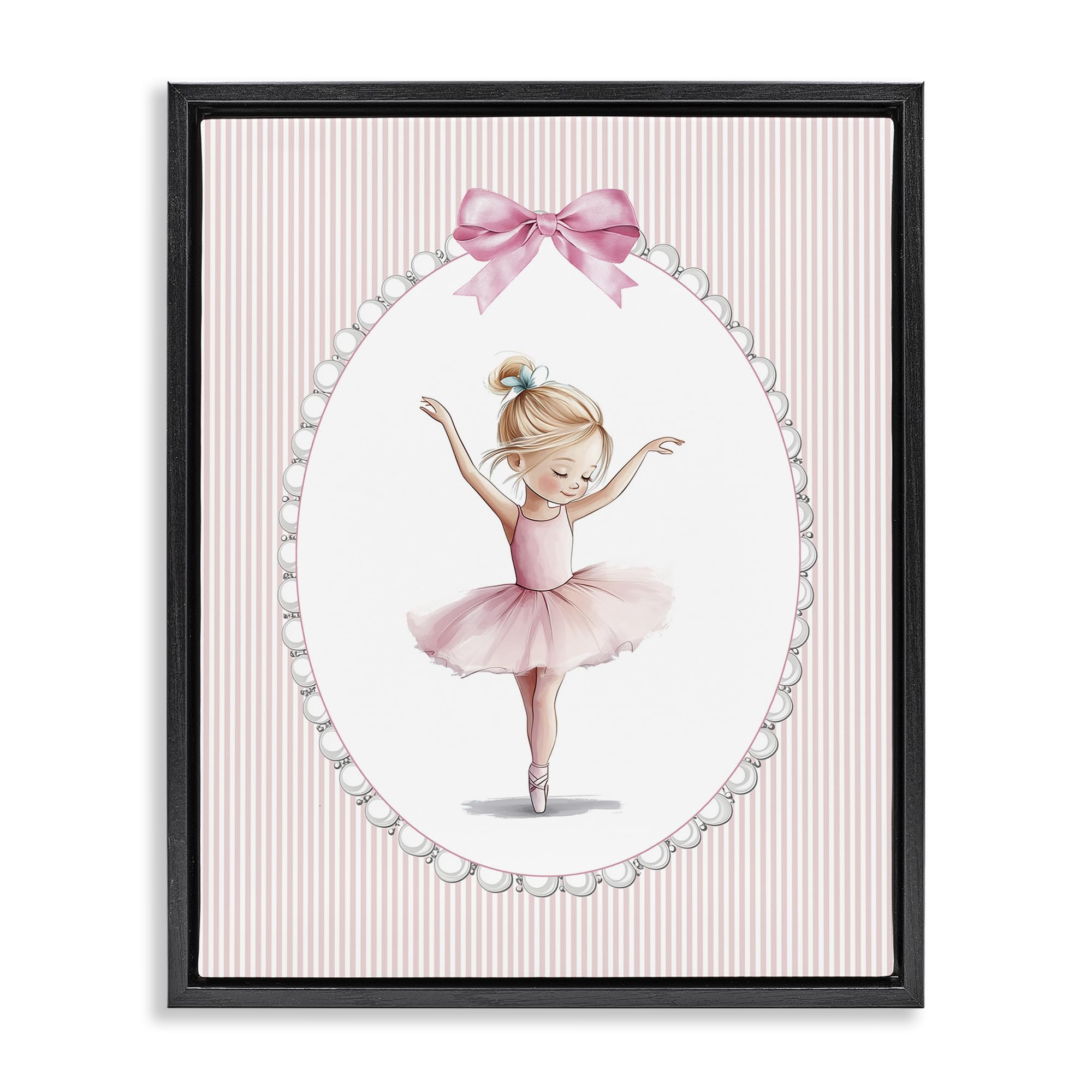 Stupell Industries Jet Black (Matte) 'Dance Pink Ballerina'| Floating Frame Canvas Art
