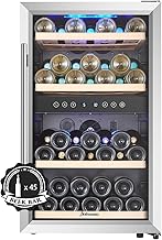 Kalamera Weinkühlschrank 2 zonen, Edelstahloptik, 45 Flaschen (bis zu 310 mm Höhe), 120 Liter, Zwei Kühlzonen 5-10°C/10-18°C, Freistehend, KRC-45BSS