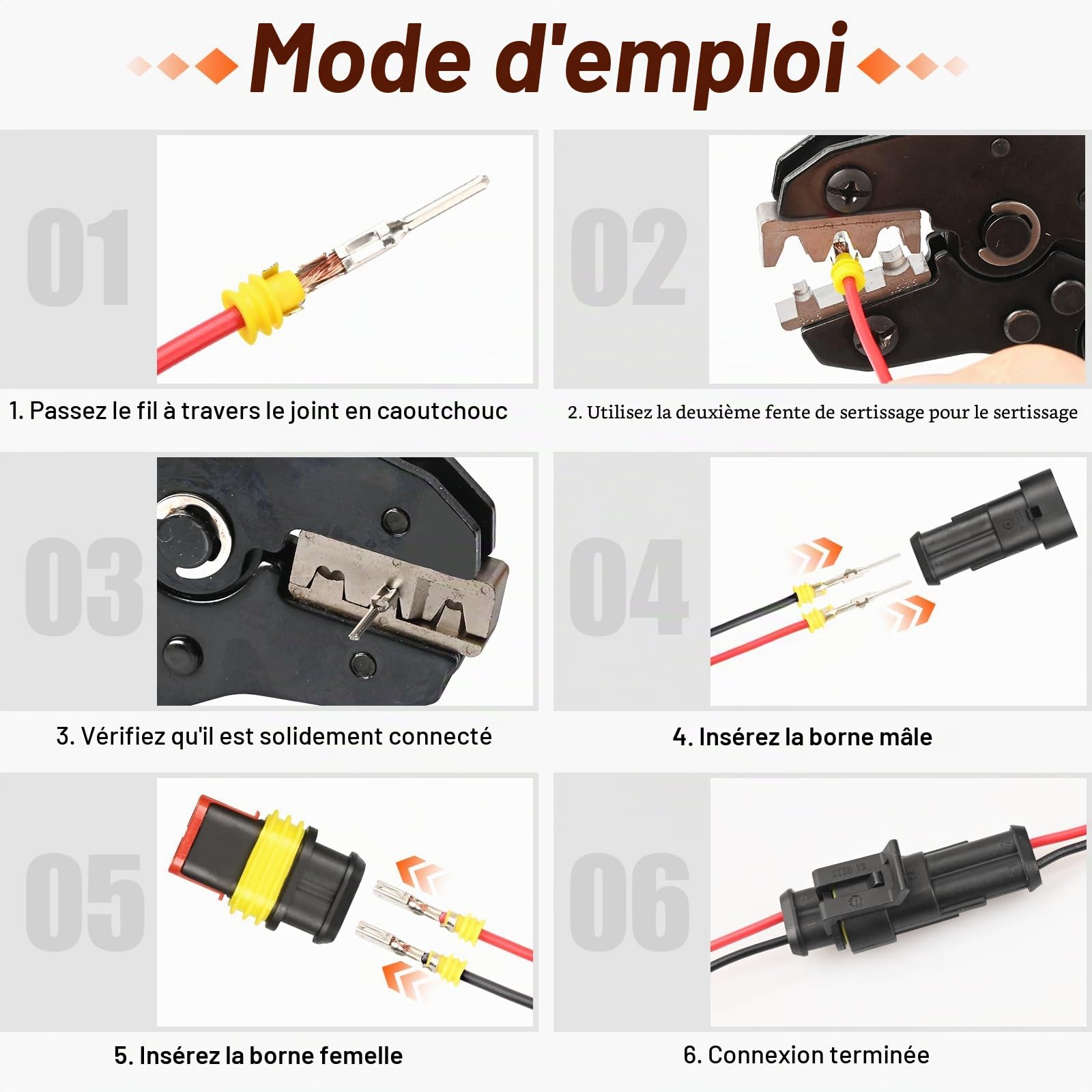 Preciva Pince à Sertir Double Mâchoire 350pcs pour JST/Dupont & Cosses, Pince a Sertir (0.5-1.5mm²/ AWG18-16) avec Connecteur Automobile (1/2/3/4 Broches) pour Moto, Voiture, Bateau, Camion, etc