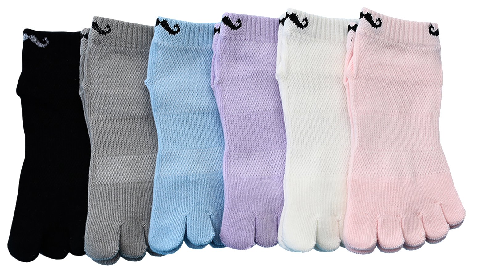 TESOONKids Girls 3-6 Pack Cotton Beard Design Toe Socks 3-12 Years