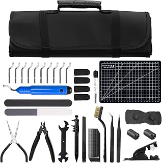 DECKIT 3D Printer Tool Kit 48Pcs 3D Printing Accessories Set with Deburring Tool, Nozzle Cleaner, Art Knife, Caliper Pen, Tube Cutter & Storage Bag | for All Printers/Removal/Cleaning/Finishing