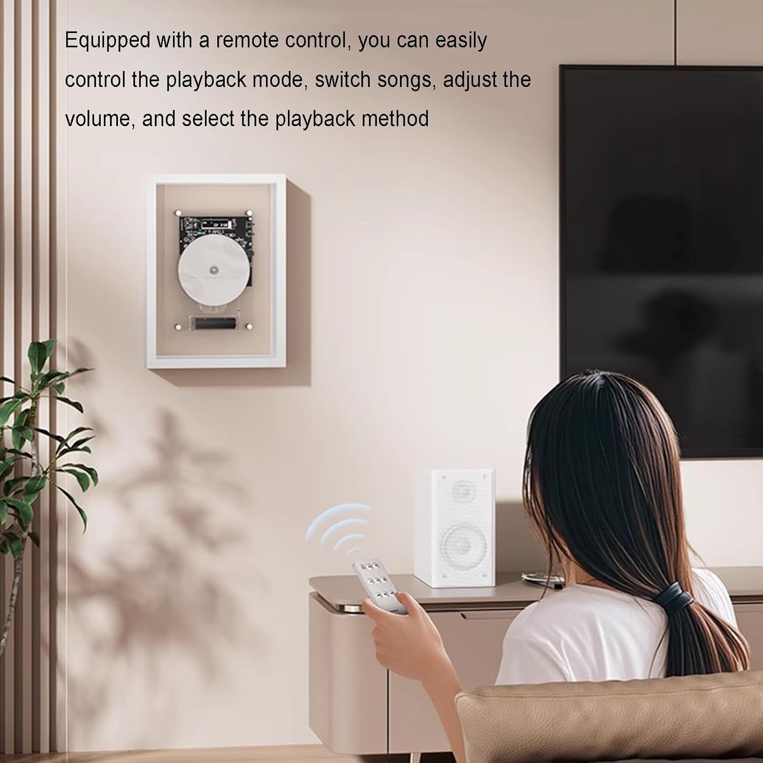 Lettore CD Music Frame con telecomando, Bluetooth 5.0/uscita AUX da 3,5 mm, schermo digitale a LED, qualità audio senza perdita per casa, galleria, ufficio