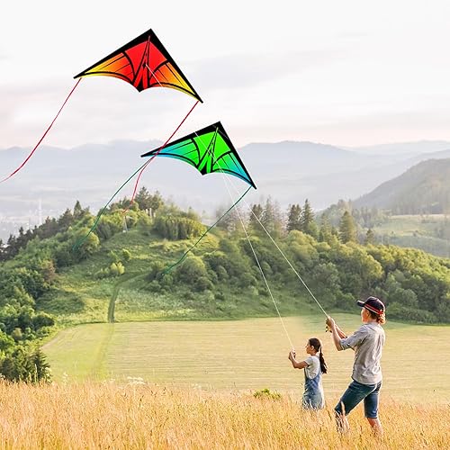 Miniatura 4 de Large Delta Kite for Kids & Adults - Easy to Fly Outdoor Kites for Kids Ages 8-10, Perfect for Beach & Family Activities, Includes Line & Handle