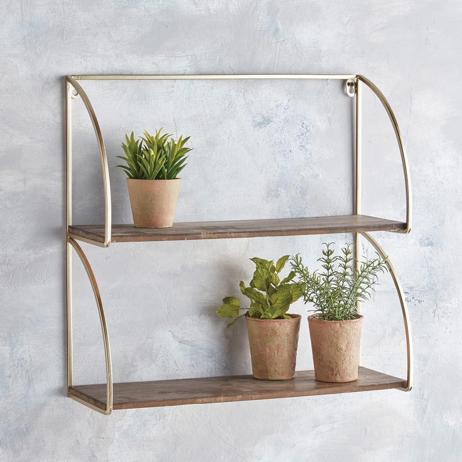 47th & Main Bracketed Wall Shelves, 2-Tier, Gold