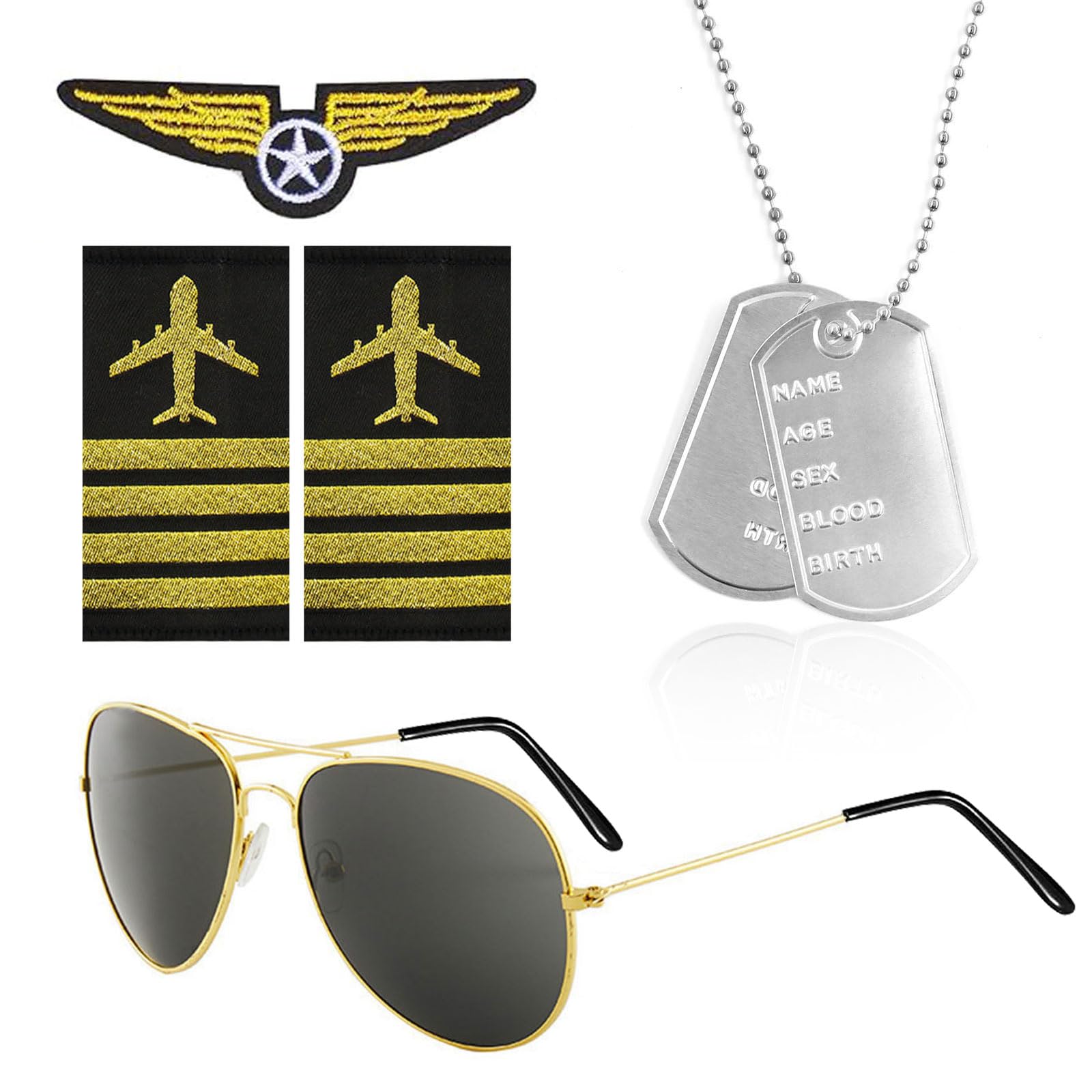 Kit Capitaine Pilote Set | Accessoires De Déguisement Hôtesse De L'air Femme | Accessoires De