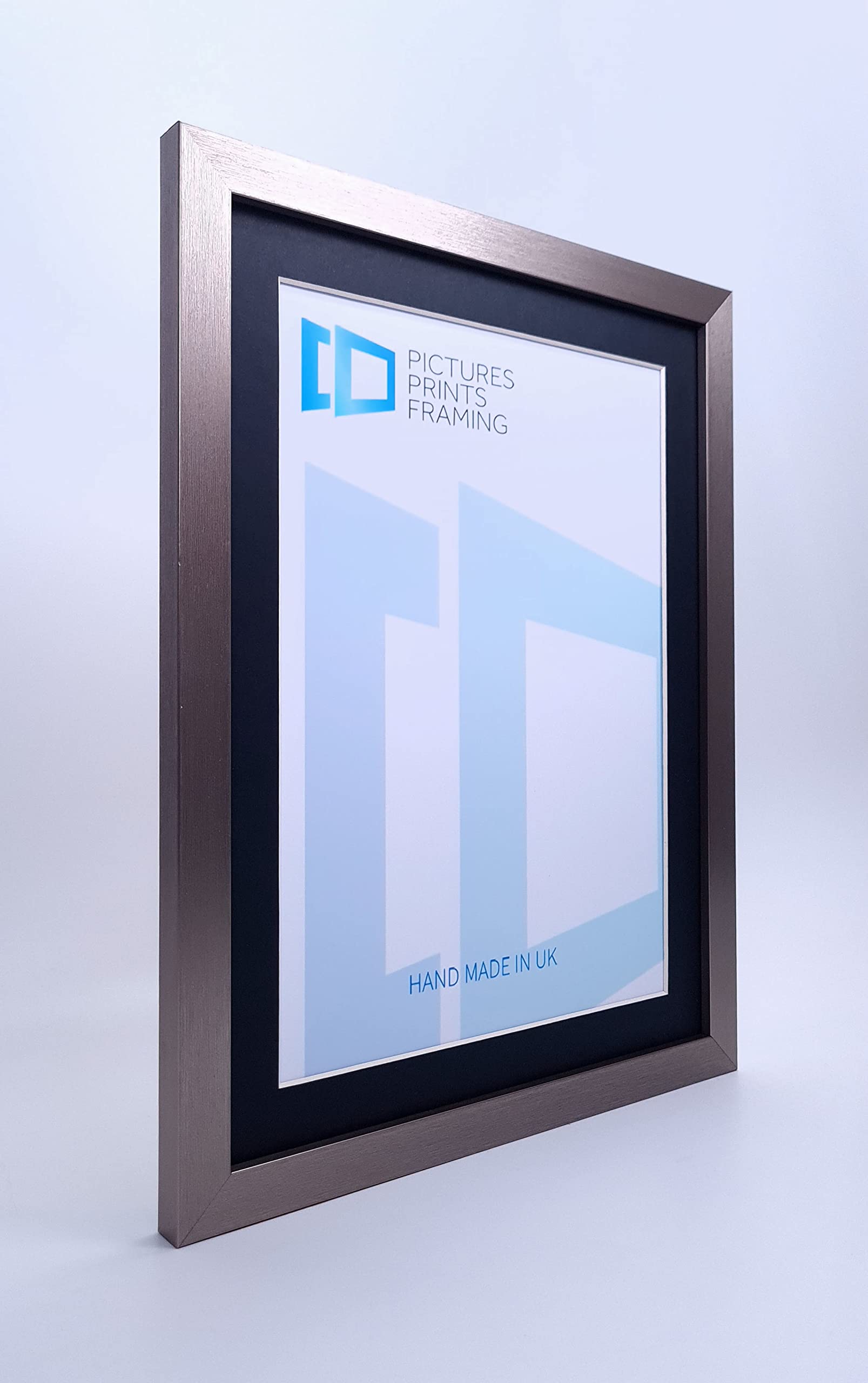 Gunmetal Effect Picture Frame with Black Mount for picture size A4 with Glass Front โ image 1